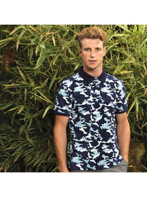 Plain Camo piqué polo Asquith & Fox 200 GSM